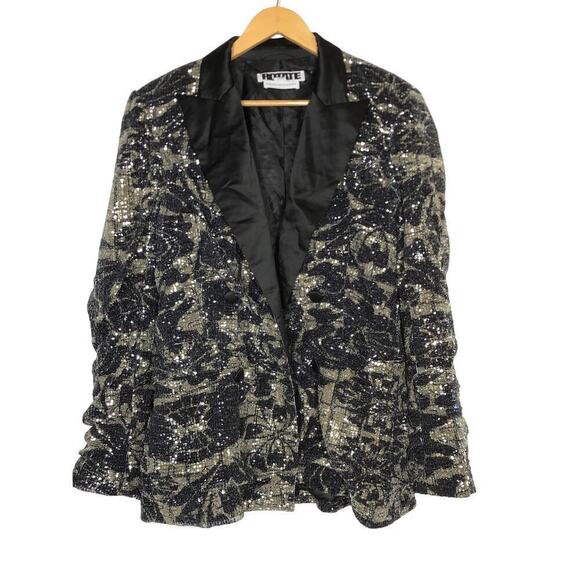 Rotate Birger Christensen Augustina Blazer Sequin Double Breasted Black Gray 6 - Picture 5 of 10